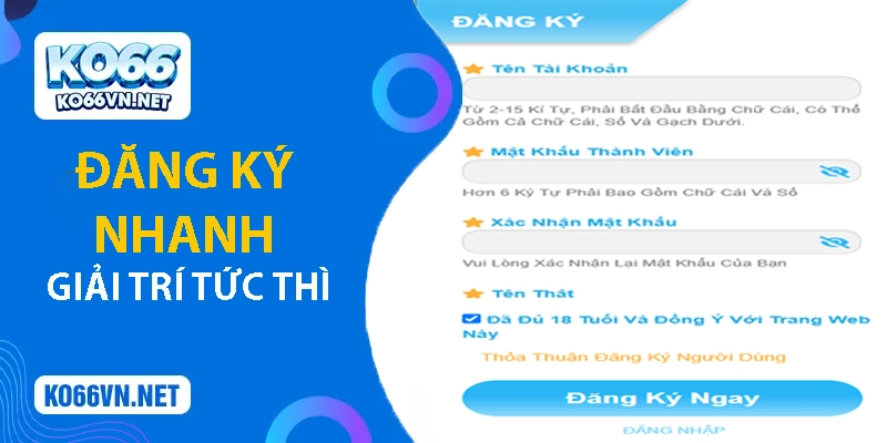 Đăng ký tài khoản tại đây diễn ra trong khoảng 2 phút